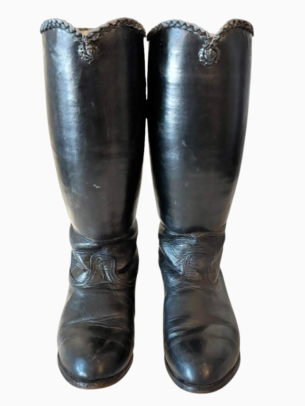 Black Leather Hard Top Hungarian Folk Dance Boots 7-7.5